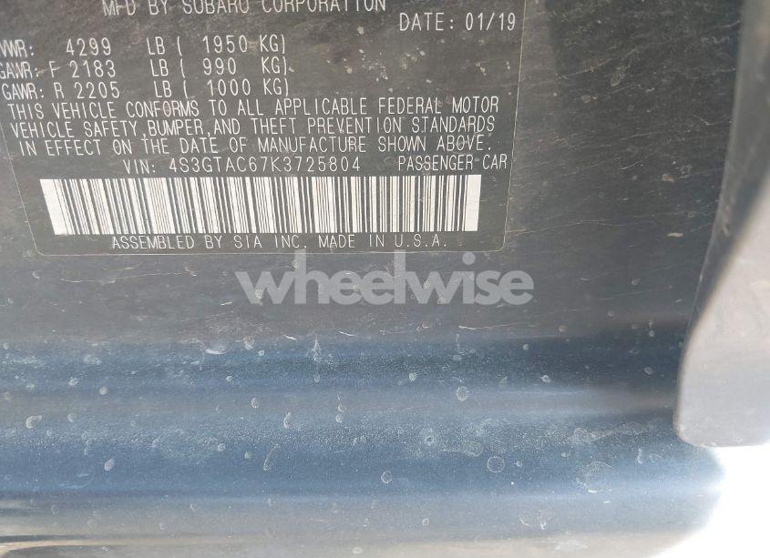 Photo 9 of 2019 Subaru Impreza 2.0I PREMIUM (VIN 4S3GTAC67K3725804)