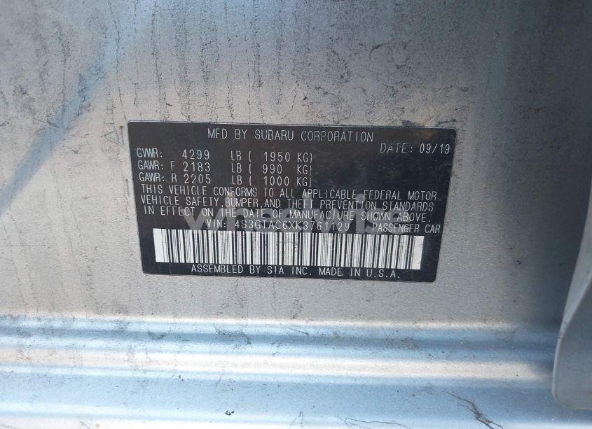 Photo 9 of 2019 Subaru Impreza 2.0I PREMIUM (VIN 4S3GTAC6XK3761129)