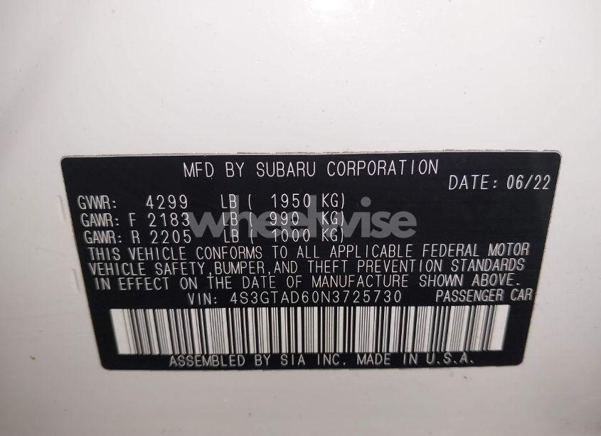 Photo 9 of 2022 Subaru Impreza PREMIUM 5-DOOR (VIN 4S3GTAD60N3725730)