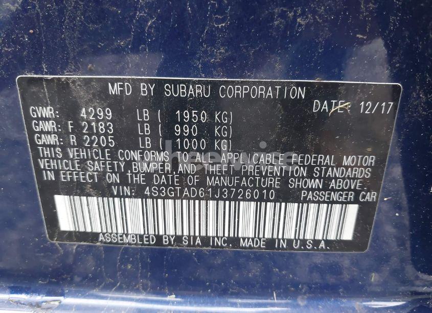 Photo 9 of 2018 Subaru Impreza 2.0I PREMIUM (VIN 4S3GTAD61J3726010)