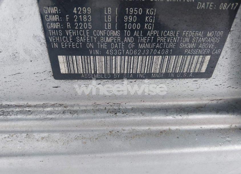 Photo 9 of 2018 Subaru Impreza 2.0I PREMIUM (VIN 4S3GTAD62J3704081)