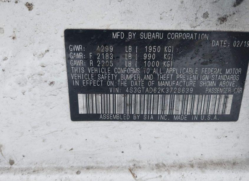 Photo 9 of 2019 Subaru Impreza 2.0I PREMIUM (VIN 4S3GTAD62K3728639)