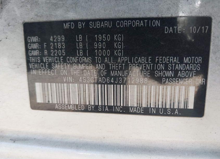 Photo 9 of 2018 Subaru Impreza 2.0I PREMIUM (VIN 4S3GTAD64J3712988)