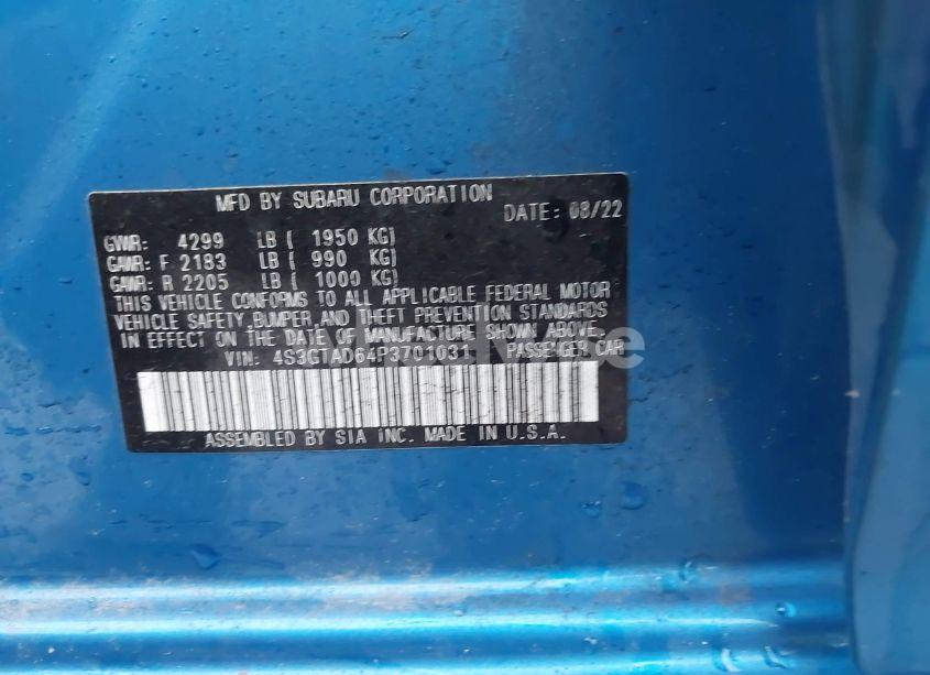 Photo 9 of 2023 Subaru Impreza PREMIUM 5-DOOR (VIN 4S3GTAD64P3701031)