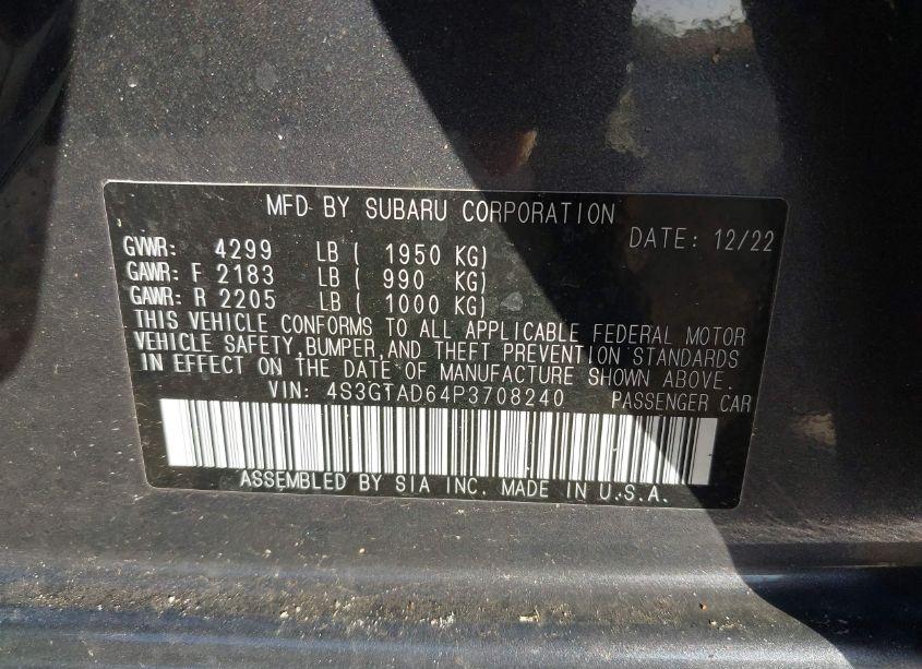 Photo 9 of 2023 Subaru Impreza PREMIUM 5-DOOR (VIN 4S3GTAD64P3708240)