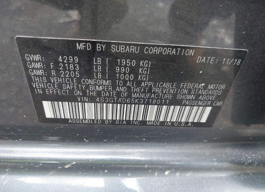 Photo 9 of 2019 Subaru Impreza 2.0I PREMIUM (VIN 4S3GTAD65K3718011)