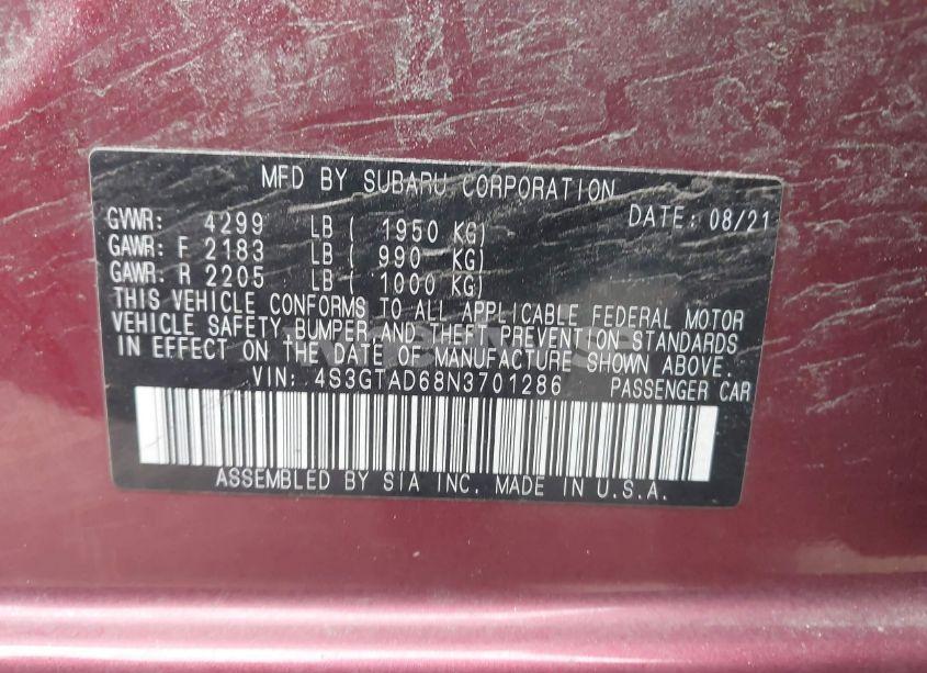 Photo 9 of 2022 Subaru Impreza PREMIUM 5-DOOR (VIN 4S3GTAD68N3701286)