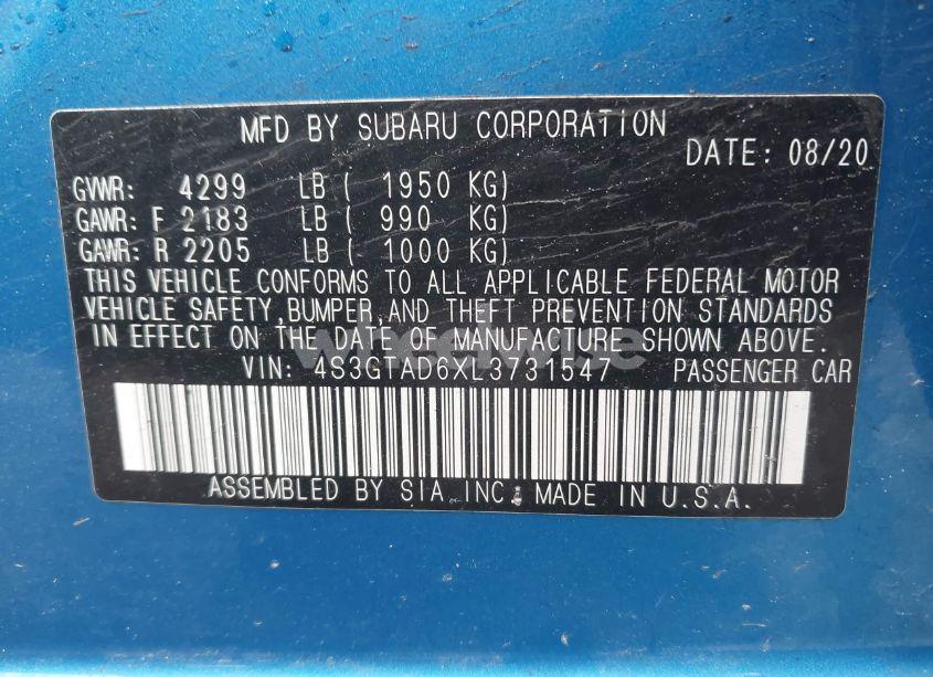 Photo 9 of 2020 Subaru Impreza PREMIUM 5-DOOR (VIN 4S3GTAD6XL3731547)