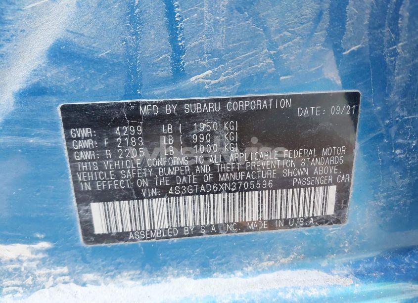Photo 9 of 2022 Subaru Impreza PREMIUM 5-DOOR (VIN 4S3GTAD6XN3705596)