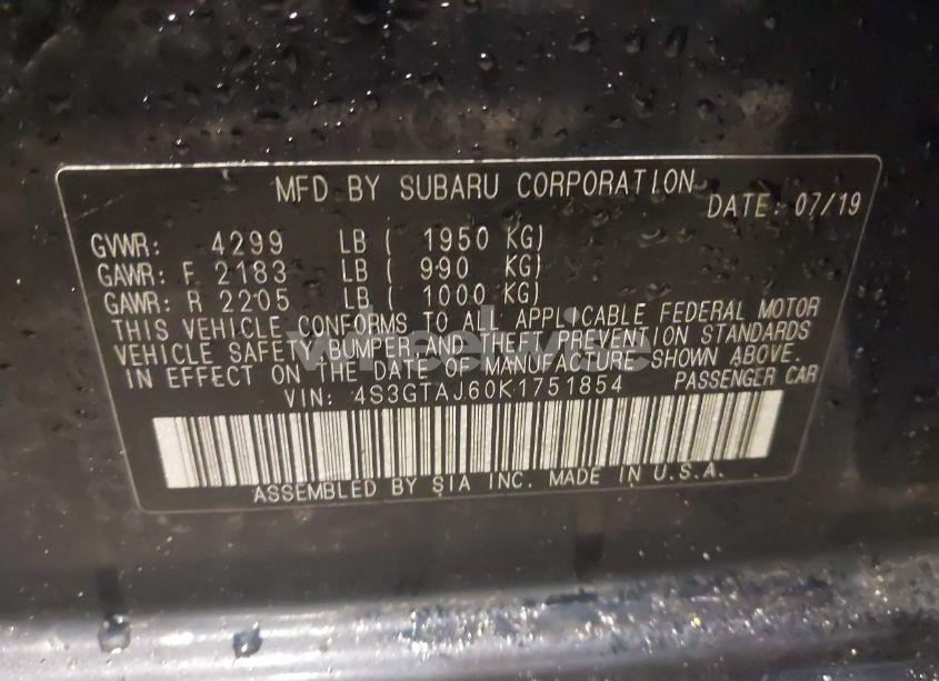 Photo 9 of 2019 Subaru Impreza 2.0I SPORT (VIN 4S3GTAJ60K1751854)