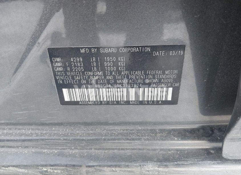 Photo 9 of 2019 Subaru Impreza 2.0I SPORT (VIN 4S3GTAJ65K3733824)