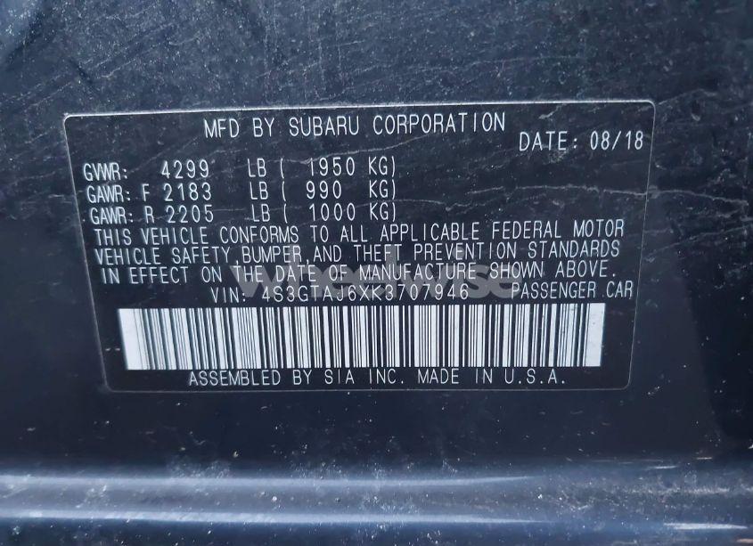 Photo 9 of 2019 Subaru Impreza 2.0I SPORT (VIN 4S3GTAJ6XK3707946)