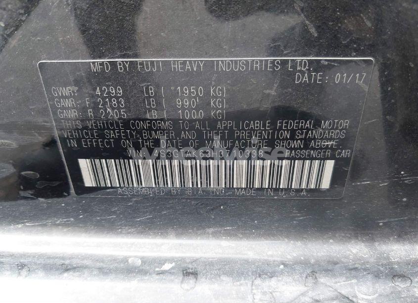 Photo 9 of 2017 Subaru Impreza 2.0I SPORT (VIN 4S3GTAK63H3710338)