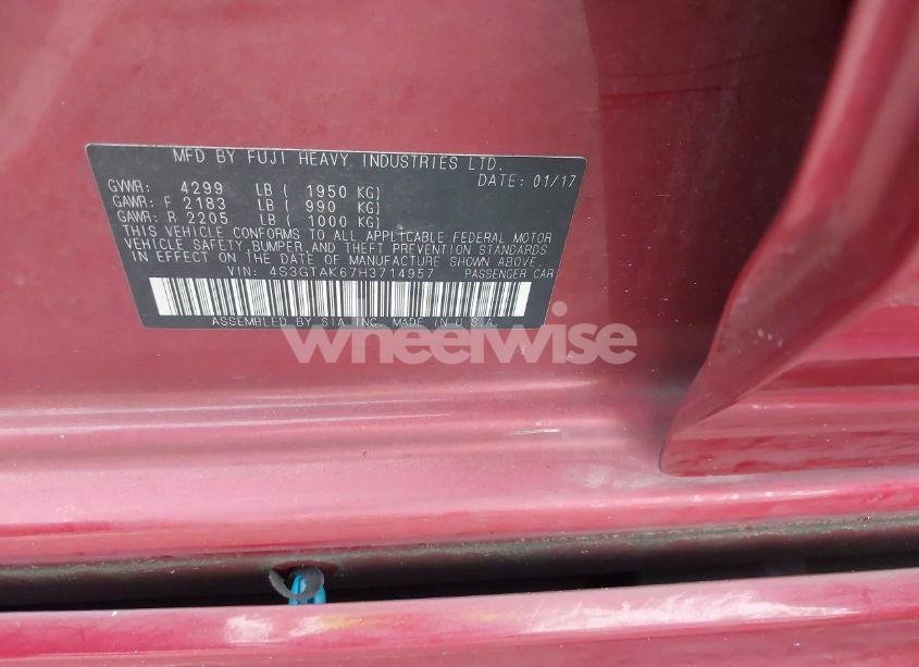 Photo 9 of 2017 Subaru Impreza 2.0I SPORT (VIN 4S3GTAK67H3714957)