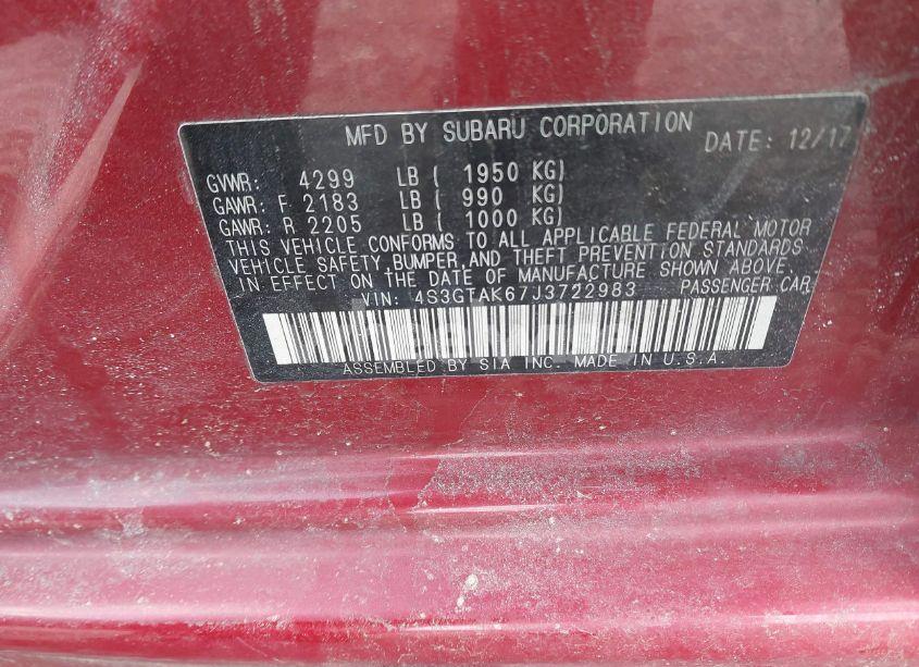 Photo 9 of 2018 Subaru Impreza 2.0I SPORT (VIN 4S3GTAK67J3722983)