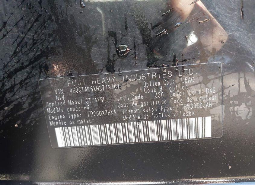 Photo 9 of 2017 Subaru Impreza 2.0I SPORT (VIN 4S3GTAK6XH3713107)