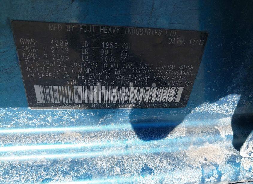 Photo 9 of 2017 Subaru Impreza 2.0I SPORT (VIN 4S3GTAL67H3704766)