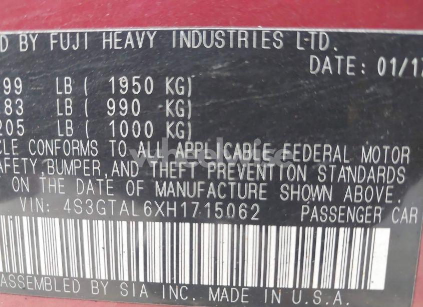 Photo 9 of 2017 Subaru Impreza 2.0I SPORT (VIN 4S3GTAL6XH1715062)