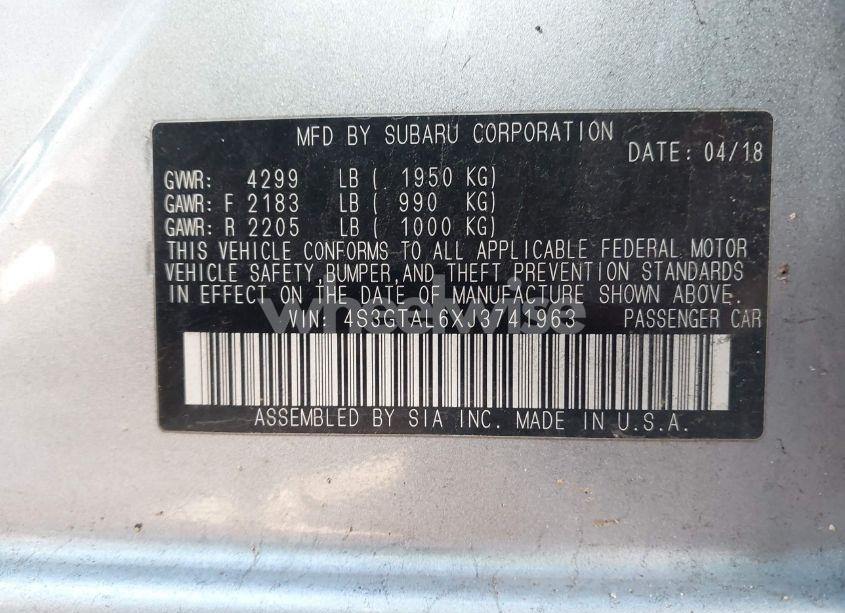 Photo 9 of 2018 Subaru Impreza 2.0I SPORT (VIN 4S3GTAL6XJ3741963)