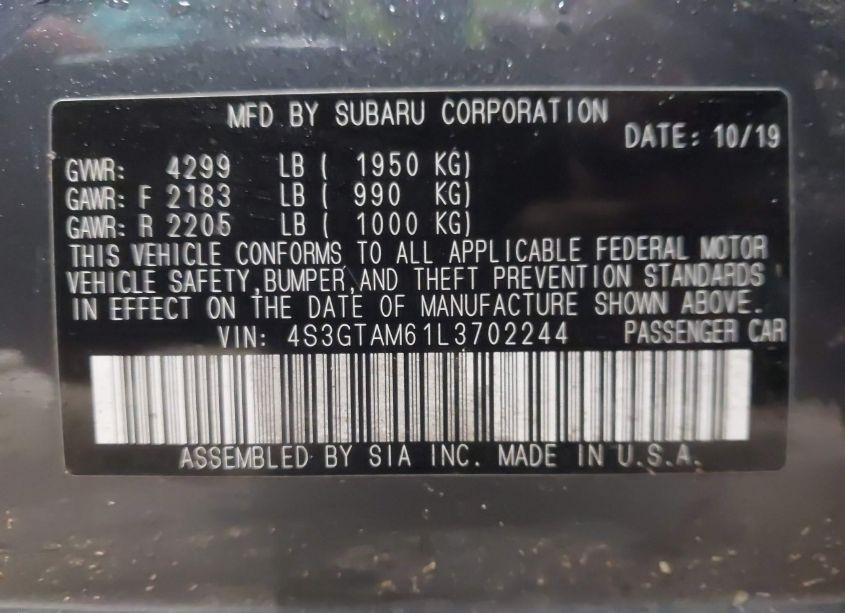 Photo 9 of 2020 Subaru Impreza SPORT 5-DOOR (VIN 4S3GTAM61L3702244)