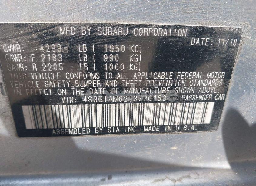 Photo 9 of 2019 Subaru Impreza 2.0I SPORT (VIN 4S3GTAM62K3720153)