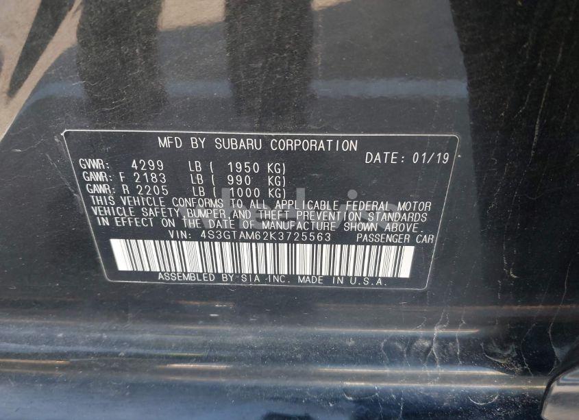 Photo 9 of 2019 Subaru Impreza 2.0I SPORT (VIN 4S3GTAM62K3725563)