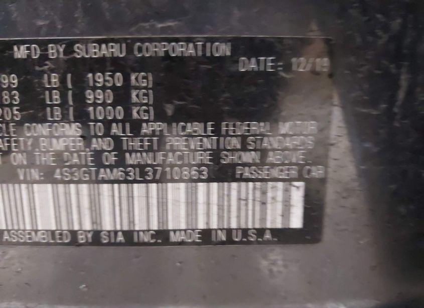 Photo 9 of 2020 Subaru Impreza SPORT 5-DOOR (VIN 4S3GTAM63L3710863)