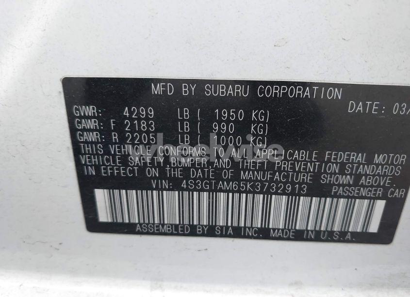 Photo 9 of 2019 Subaru Impreza 2.0I SPORT (VIN 4S3GTAM65K3732913)