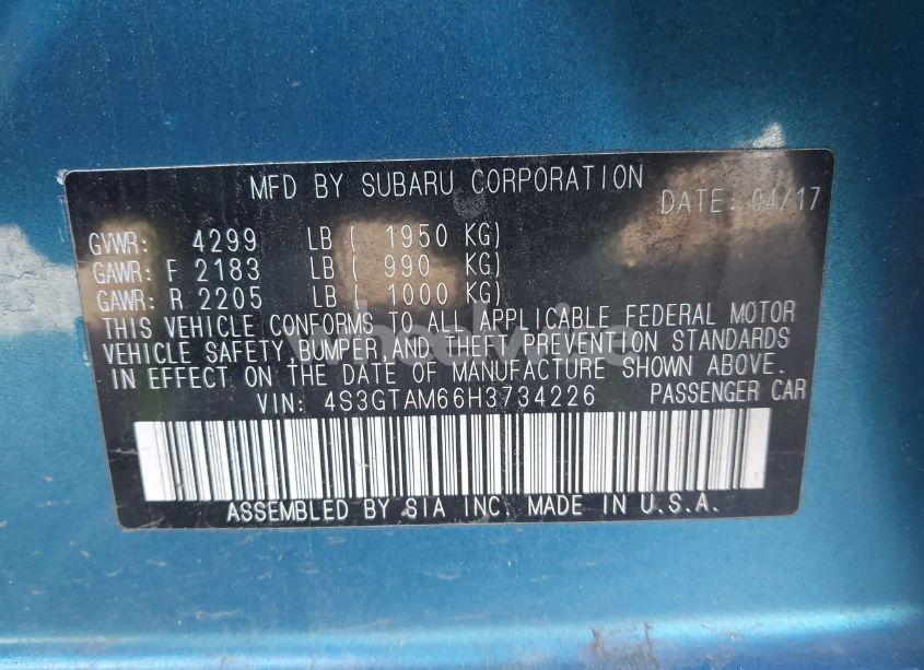 Photo 9 of 2017 Subaru Impreza 2.0I SPORT (VIN 4S3GTAM66H3734226)