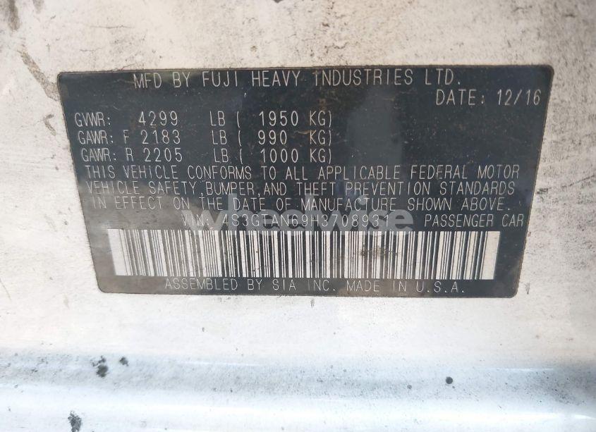 Photo 9 of 2017 Subaru Impreza 2.0I LIMITED (VIN 4S3GTAN69H3708931)