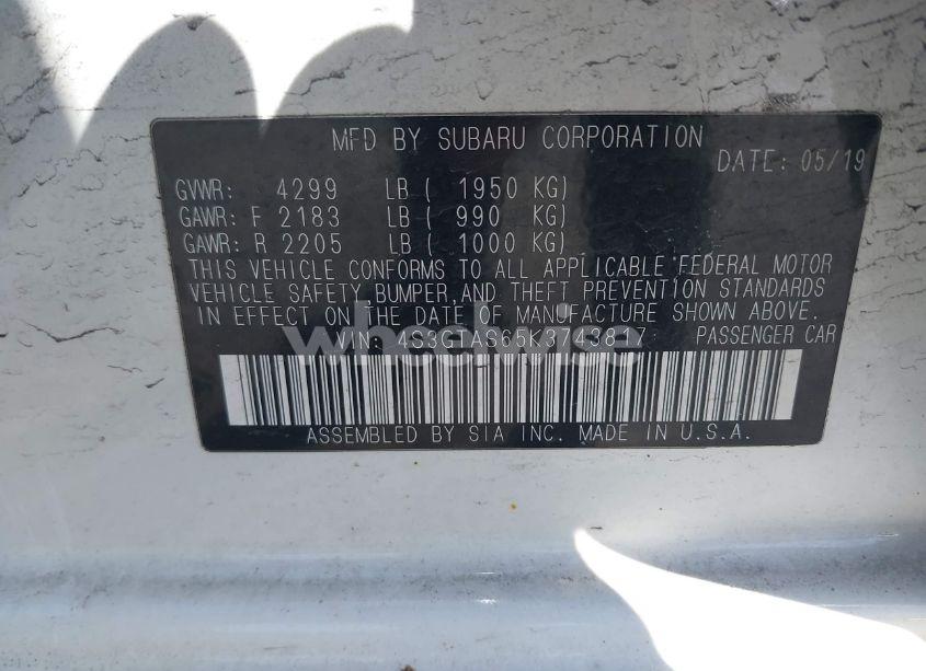 Photo 9 of 2019 Subaru Impreza 2.0I LIMITED (VIN 4S3GTAS65K3743817)