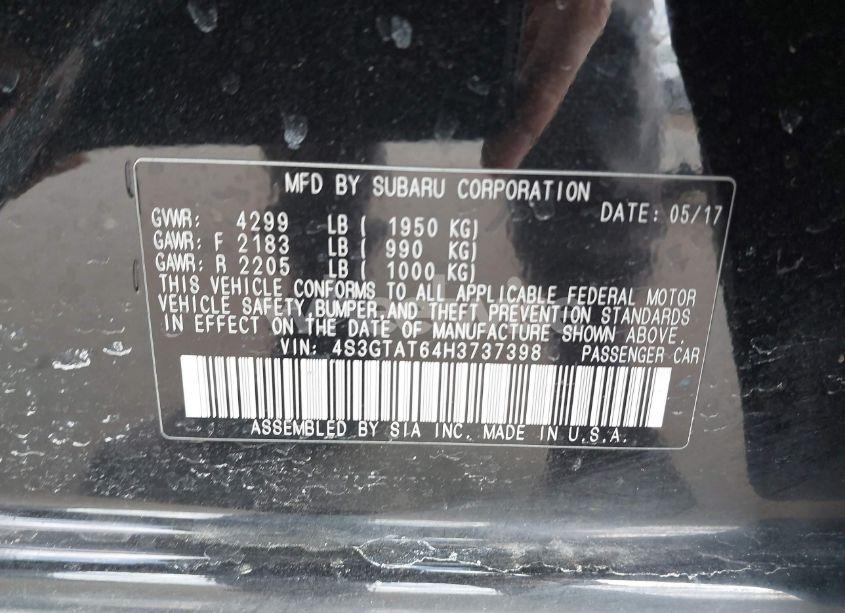 Photo 9 of 2017 Subaru Impreza 2.0I LIMITED (VIN 4S3GTAT64H3737398)