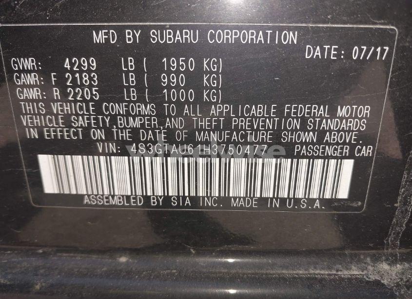 Photo 9 of 2017 Subaru Impreza 2.0I LIMITED (VIN 4S3GTAU61H3750477)