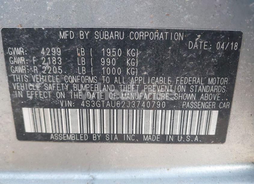 Photo 9 of 2018 Subaru Impreza 2.0I LIMITED (VIN 4S3GTAU62J3740790)