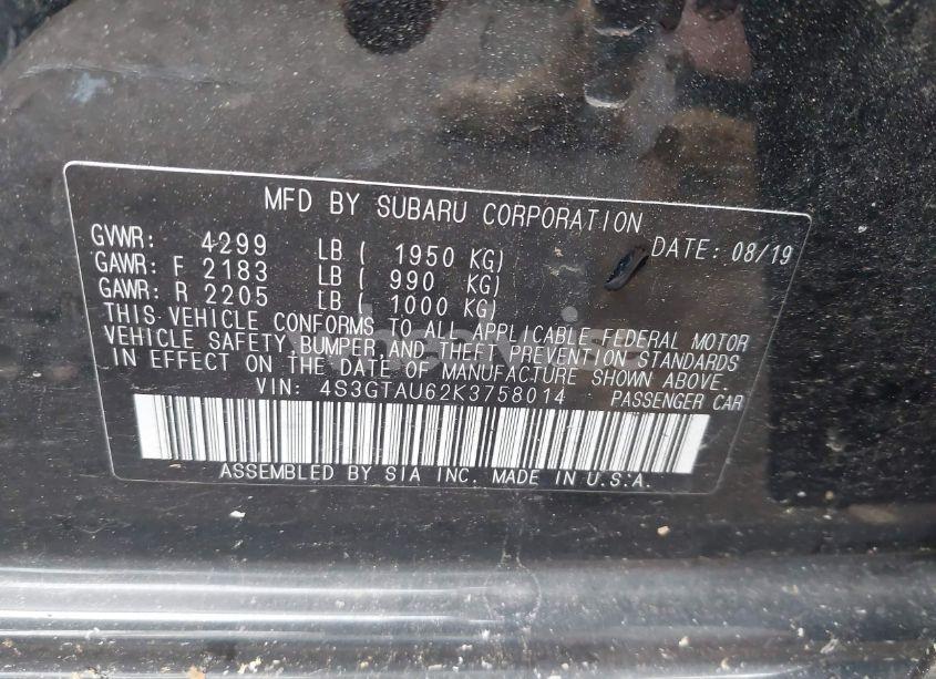 Photo 9 of 2019 Subaru Impreza 2.0I LIMITED (VIN 4S3GTAU62K3758014)