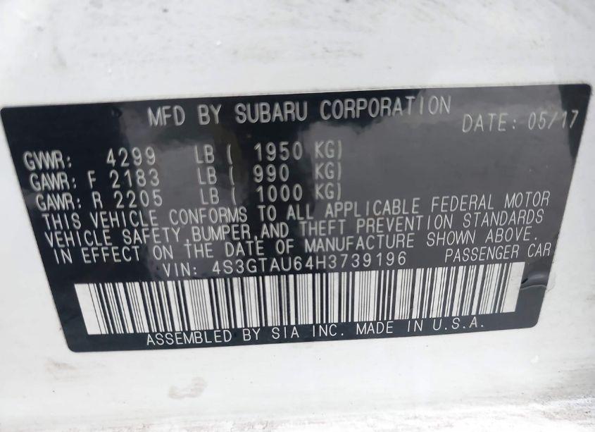 Photo 9 of 2017 Subaru Impreza 2.0I LIMITED (VIN 4S3GTAU64H3739196)