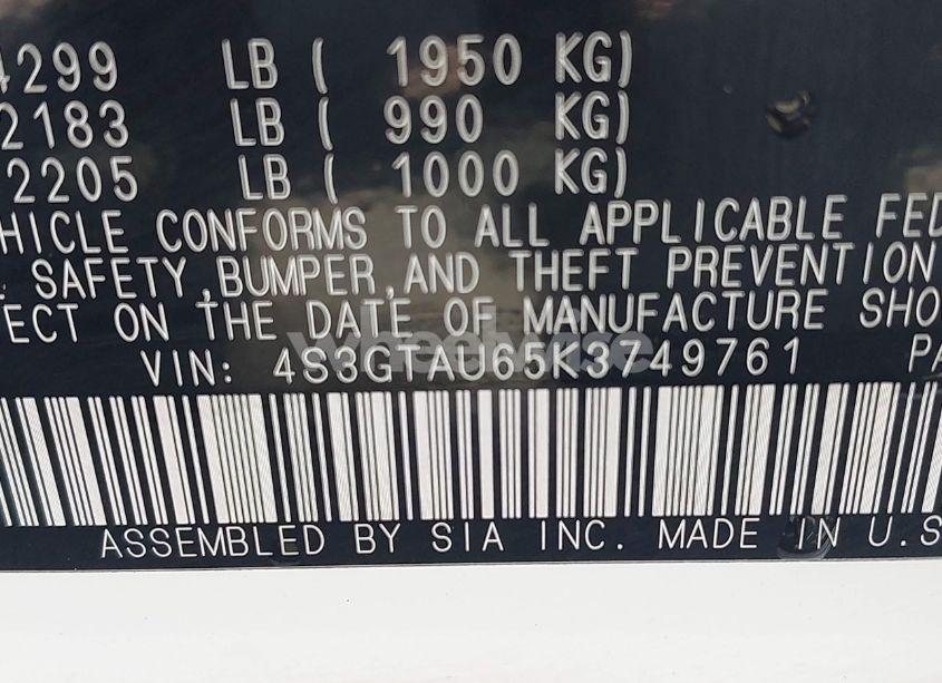 Photo 9 of 2019 Subaru Impreza 2.0I LIMITED (VIN 4S3GTAU65K3749761)