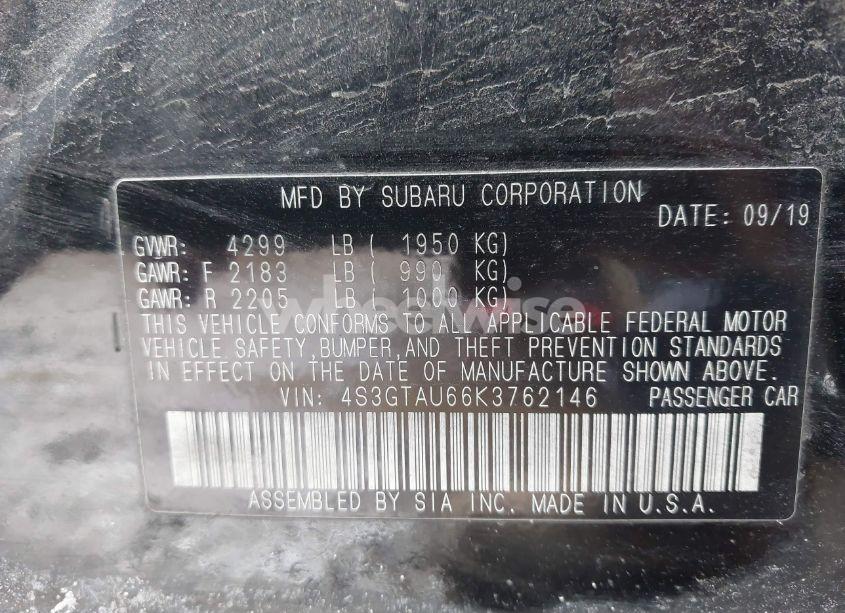 Photo 9 of 2019 Subaru Impreza 2.0I LIMITED (VIN 4S3GTAU66K3762146)