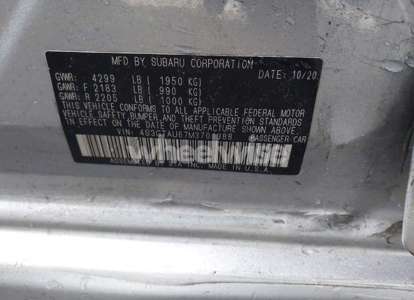 Photo 9 of 2021 Subaru Impreza LIMITED 5-DOOR (VIN 4S3GTAU67M3701388)