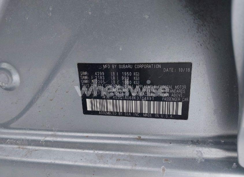 Photo 9 of 2019 Subaru Impreza 2.0I LIMITED (VIN 4S3GTAU68K3714891)