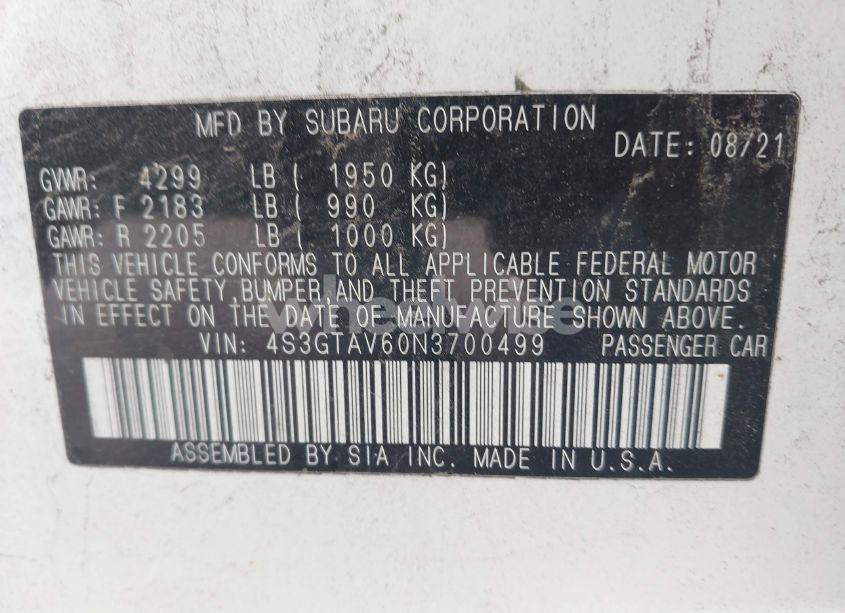 Photo 9 of 2022 Subaru Impreza PREMIUM 5-DOOR (VIN 4S3GTAV60N3700499)