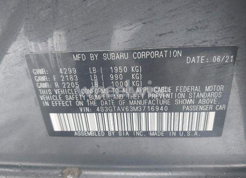 Photo 9 of 2021 Subaru Impreza PREMIUM 5-DOOR (VIN 4S3GTAV63M3716940)