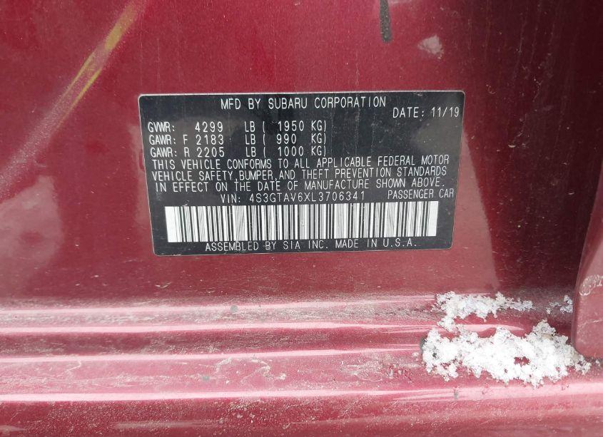 Photo 9 of 2020 Subaru Impreza PREMIUM 5-DOOR (VIN 4S3GTAV6XL3706341)