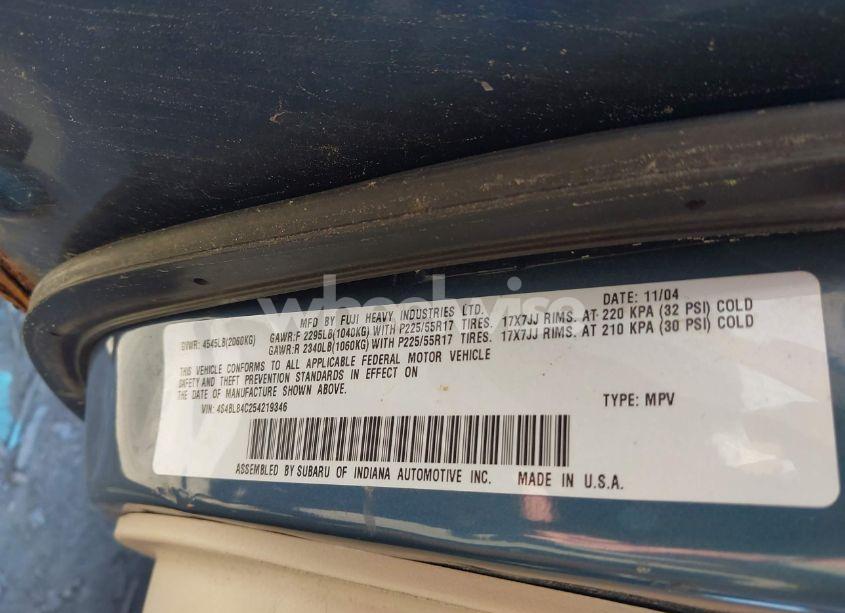 Photo 9 of 2005 Subaru Outback 3.0R (VIN 4S4BL84C254219346)