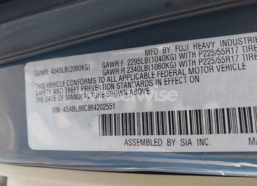 Photo 9 of 2006 Subaru Outback 3.0R L.L. BEAN EDITION (VIN 4S4BL86C864202551)