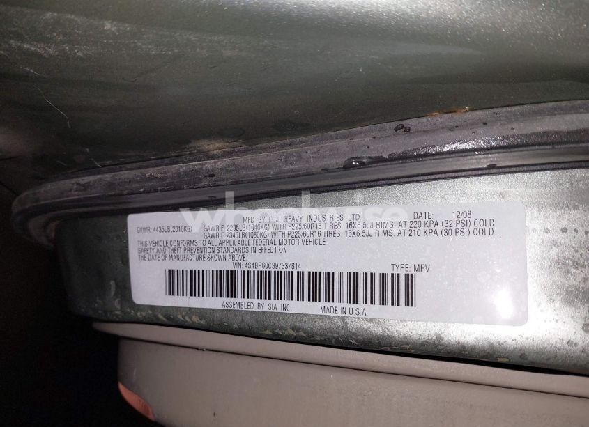 Photo 9 of 2009 Subaru Outback 2.5I (VIN 4S4BP60C397337814)