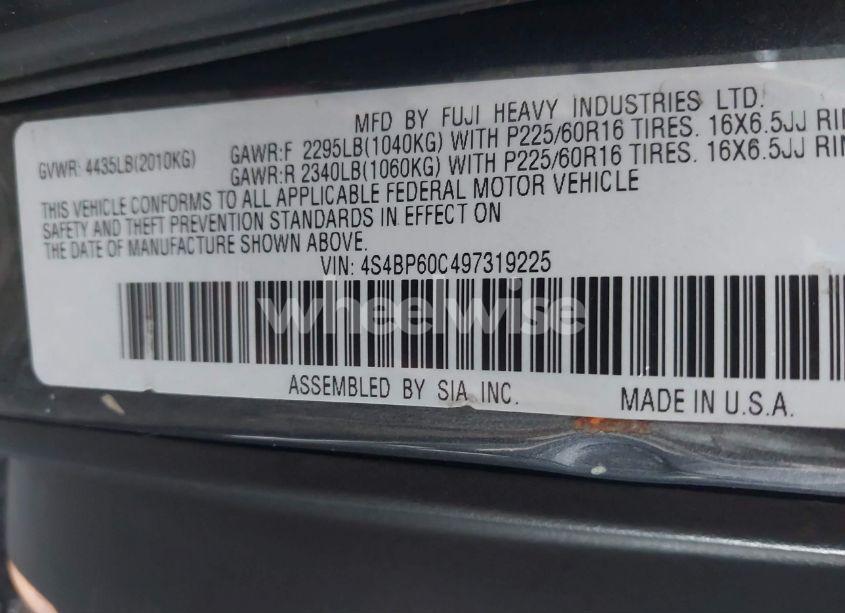 Photo 9 of 2009 Subaru Outback 2.5I (VIN 4S4BP60C497319225)