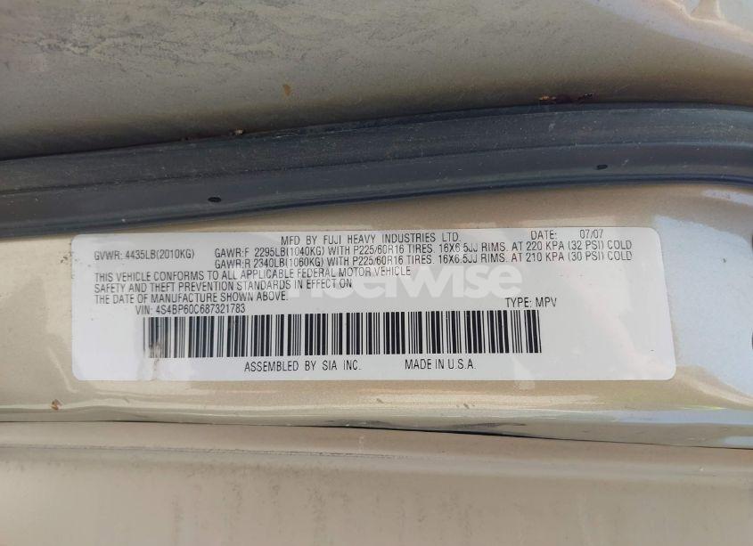 Photo 9 of 2008 Subaru Outback (VIN 4S4BP60C687321783)