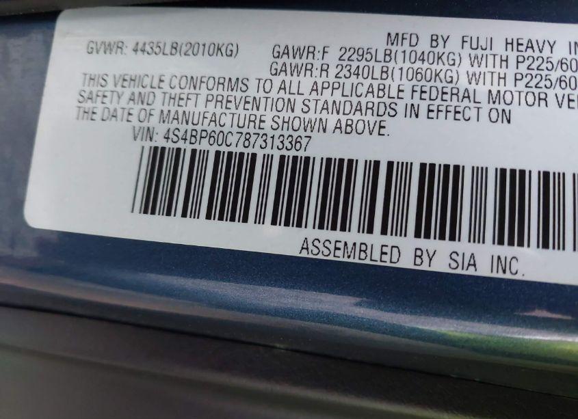 Photo 9 of 2008 Subaru Outback (VIN 4S4BP60C787313367)