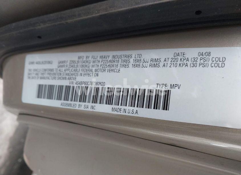 Photo 9 of 2008 Subaru Outback (VIN 4S4BP60C787362620)